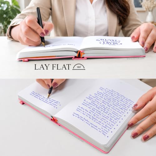 Image of NEORAH -B5 PLAIN| 368 Pages - 110 Gsm | PAGE A DAY JOURNAL (25x17.5 cm)-Hardcover Unruled Notebook |Back Pocket |3 Silk Book Mark - Completely HANDMADE for Journaling,Note Taking- PINK