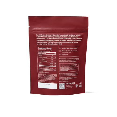 For Wellness Recovery Gummies Restore | Tart Cherry Energy Supplements with Electrolytes for Muscle Soreness, Post-Workout Performance & Recovery | Vegan, Non-GMO, 30 Count - Image 3