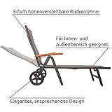 TecTake Aluminium Poly Rattan Sonnenliege mit Armlehnen und Rollen klappbar Gartenliege - 4