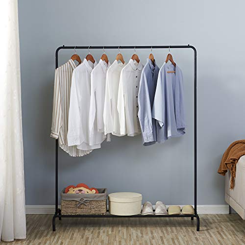 ASSR Clothing Garment Rack, Heavy Duty Garment Rack Free-Standing Clothes Rack Clothing Rack with Rod and Lower Storage Shelf - Thumbnail 5