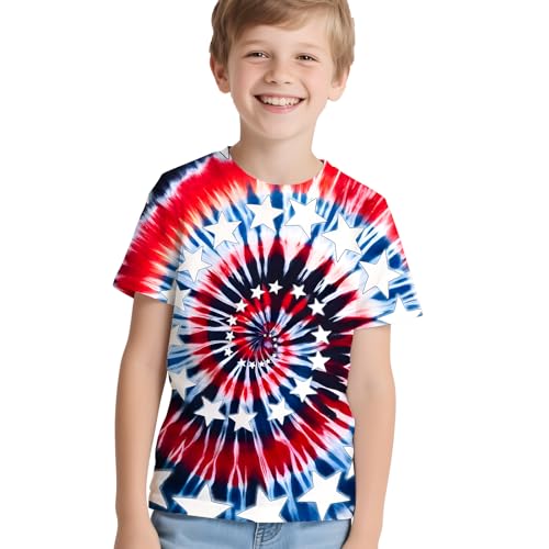 Image of Kids Neon Tie Dye Shirt for Boys Girls Tie-Dye T-Shirt Hippes Tshirt Senior Children Tee Size 6-16 Years Age