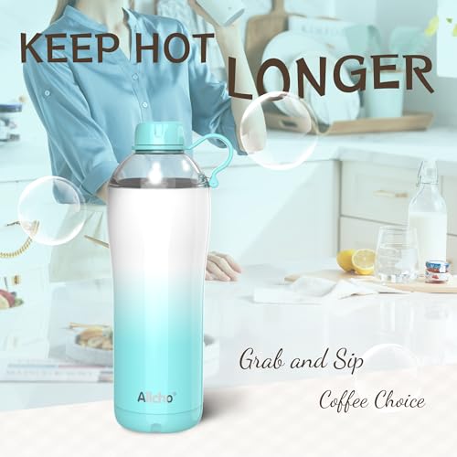 Image of Insulated Water Bottle for Women, 24 oz Stainless Steel Water Bottles, Double Walled, 2 Lids (Chug & Tumbler) - Hydrate & Caffeinate,Available Gift Wrapping