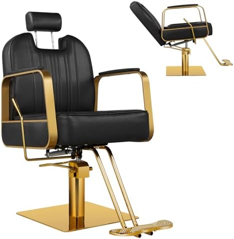 Inbox Zero 102°-140° Reclining Barber Chairs For Barbershop, Heavy Duty Hydraulic Pump 360 Swivel Salon Chair For Hair Stylist W115716934 - View #2