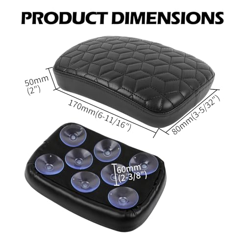 Image of DREAMIZER Universal Black Motorcycle Solo Passenger Seat Rear Cushion 8 Suction Cups Compatible with Harley Davidson Sportster XL 883 1200 Forty Eight Dyna Chopper Bobber Custom (Diamond-Breathable)