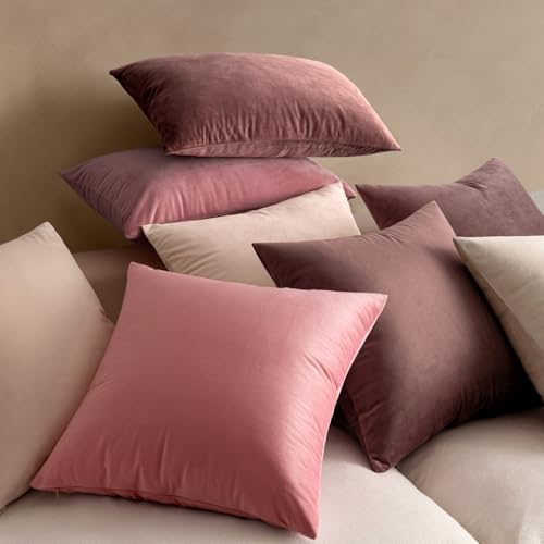 Image of MIULEE Pack of 2 Decorative Velvet Pillow Covers Soft Square Throw Pillow Covers Solid Cushion Covers Bright Pink Pillow Cases for Sofa Bedroom Car 16 x 16 Inch 40 x 40 cm