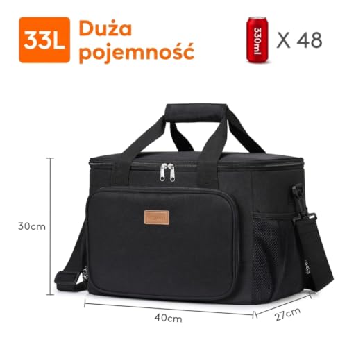 Image of Lifewit Medium Lunch Bag Insulated Lunch Box Soft Cooler Cooling Tote for Adult Men Women, Black 48-Can (33L)