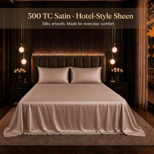 Image of Cloth Fusion Flat Satin Bedsheet Super King Size 108x108 inch