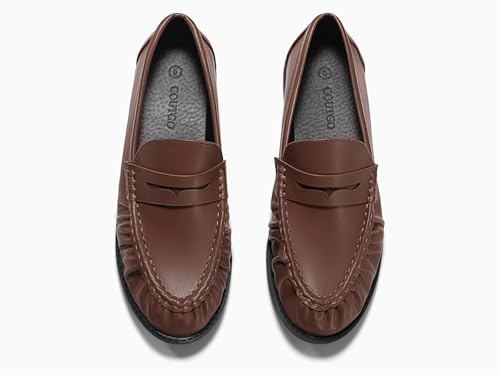 Image of Coutgo Penny Loafers for Women Comfortable Slip on Shoes Collapsible Heel Closed Toe Dressy Casual Work Flats