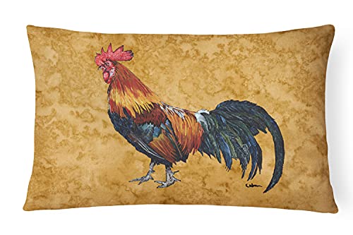 Caroline's Treasures 8651PW1216 Rooster Canvas Fabric Decorative Pillow Machine Washable, Indoor Outdoor Decorative Pillow for Couch, Bed or Patio, 12HX16W