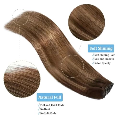 Extensiones de cabello 100% humano sin procesar de 16 pulgadas con clips para mujer 4