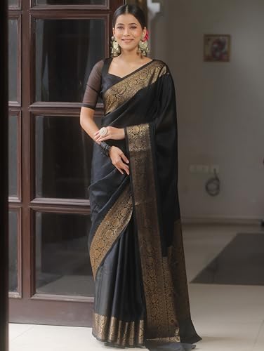 Image of Sugathari Women's Banarasi Saree Pure Kanjivaram Silk Saree Soft new ladies 2025 Design Wear Pattu Sarees Sadi Party Sari collections With Blouse Piece (San Pari-225)