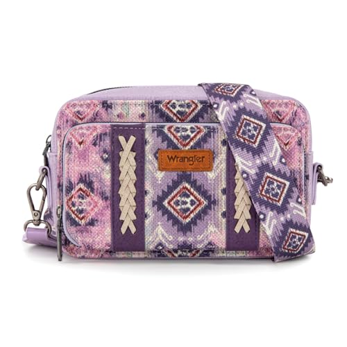 Image of Wrangler Aztec Crossbody Bag for Women Multi Pocket Shoulder Bag Boho Cross Body Wallet Purse