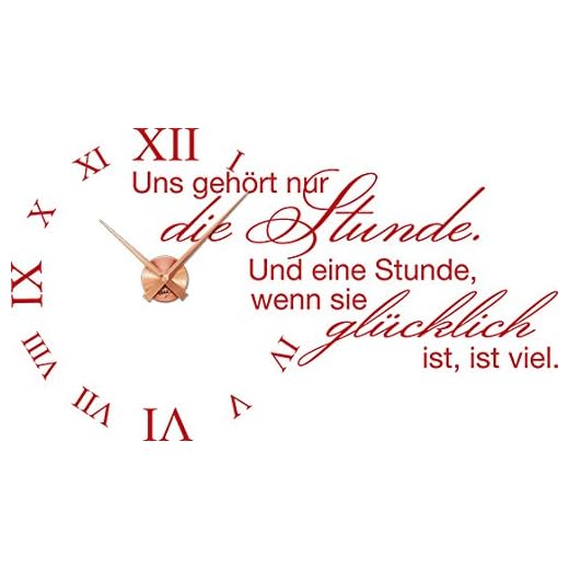 GRAZDesign väggtatuering klocka med talesätt vardagsrum pratör motivation – exceptionella väggklockor och tillhör bara stunden – klocka vägg tatuering romerska siffror/100 x 57 cm/800495_KF_031