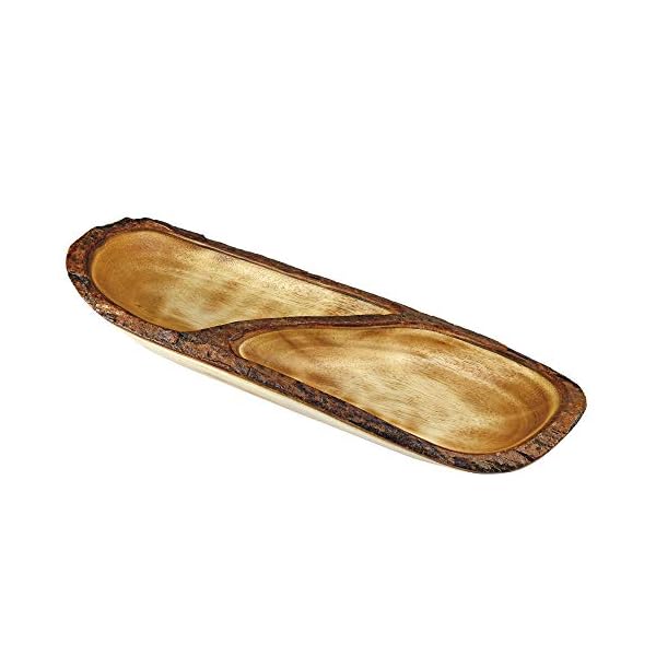 Aeravida two section mango tree wood with natural bark rimmed serving tray fruit bowl wooden fruit bowl for kitchen counter wooden bowls for snacks decor handmade wooden bowl  urban country home decor