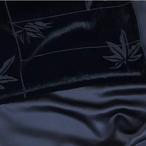 JennyJames Luxury Silk Base Burn-out Velvet Scarf Pure Silk Lining Solid Black, 70" L x 13" W3