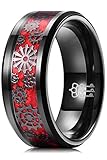 THREE KEYS JEWELRY Mens Rings Unique Gear Tungsten Carbide for Man Ring Punk Mechanical Foil Color Meteorite Wedding Band Gifts Bands Rings for Men Red Black Size 15