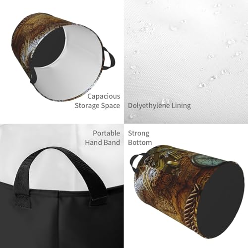 Panier à linge imprimé boussole vintage grand format pour chambre - 5
