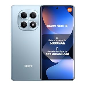 XIAOMI REDMI Note 15 – Smartphone de 6+128GB, Pantalla AMOLED FHD+ de 6,77″, MediaTek Helio G100-Ultra, cámara de 108MP, batería de 6000 mAh, Cargador no Incluido, Azul Glaciar (Versión ES)