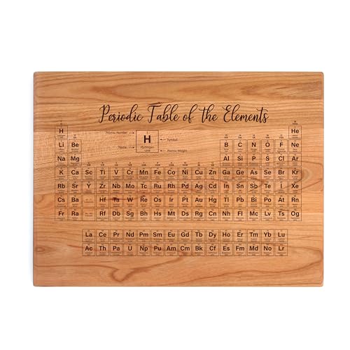 Tabla de cortar rectangular de madera de cerezo con grabado de la Tabla Periódica, 9x12 pulgadas miniatura 1