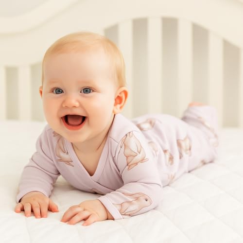 Image of O2 BABY 100% Organic Cotton Kimono Gown with Mittens & Fold-Over Pouch