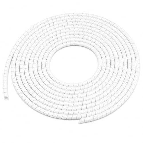 Image of 6mm White Spiral Cable Wrap, Flexible Cable Tidy Tube for Wire Management, Cable Protector Sleeve for TV, PC, Desk, Office, Home, Workshop and Network Leads, 10m