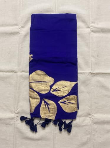 Image of Women's Mul Cotton Saree with Tassels | Soft Mulmul Saree | Woven Stripes & Zari Line | 5.5 Metres - Without Blouse