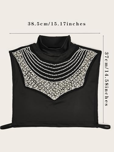 Image of Eyibenlilan Ladies' High Gloss Faux Pearl Elastic Knit Fabric Round Neck Fake Collar One Size Dickey Collar for Women