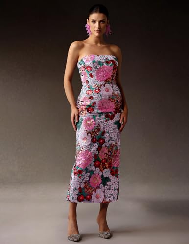 BELLA BARNETT Glamorous Purple Hued Embellished Strapless Sequin Dress for Cockltail4