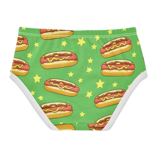 Wusikd Hot Dogs Girls' Underwear Cotton Green Stars Girls Briefs Soft Toddler Underwear 2T2