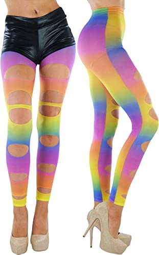 Image of ToBeInStyle Women's Slashed Ripped Shredded Distressed Hosiery Tights Leggings Music Festival