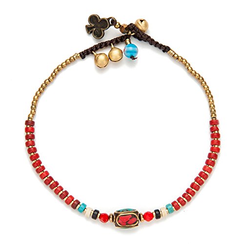Image of kelistom Bohemian Ankle Bracelets for Women Handmade Natural Stone Beaded Chain Anklet