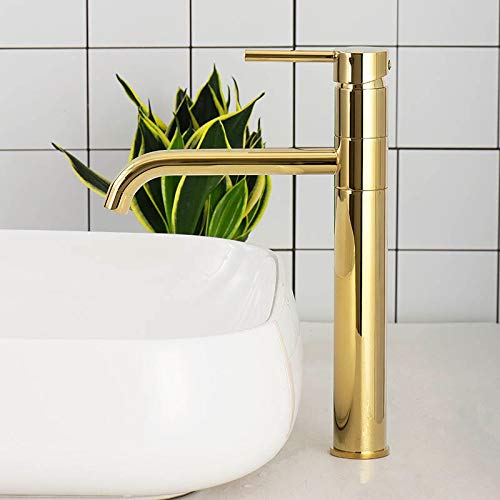 Mitigeur de lavabo de salle de bain robinet laiton doré monotrou installé sur pont