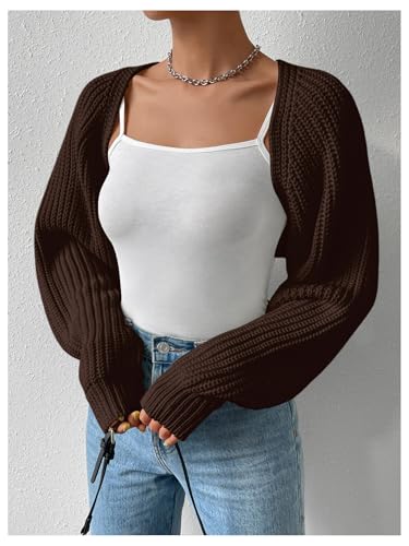 Image of Verdusa Women's Y2k Cropped Cardigan Sweaters Lightweight Knit Open Front Bolero Shrugs Spring Fall Outfits