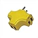 Voltec 04-00087 3-Outlet Adapter - Yellow, Case of 25