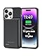 NEWDERY Akkuhülle kompatibel für iPhone 15 Pro Max & 15 Plus, 5000mAh Slim Tragbare Handyhülle Akku, wiederaufladbare Powerbank Akku Hülle kompatibel für iPhone 15 Pro Max & 15 Plus (6.7) (Schwarz)