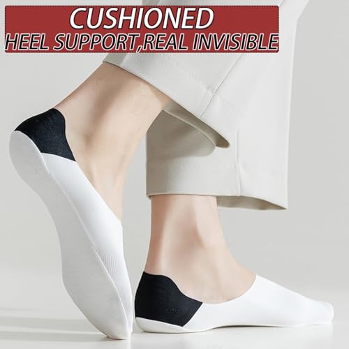CHUNFO Mens No Show Socks Flat Non Slip Grips Invisible Loafers Sneaker Ice Silk Cotton Sock Footie Size 5.5-113