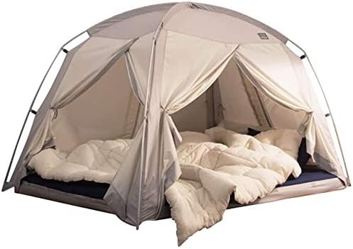 Fabric(Cotton Feeling) Signature Heating Tent (Single Bed, Grey) - 4Doors, Prevent Coldness, Play Tent