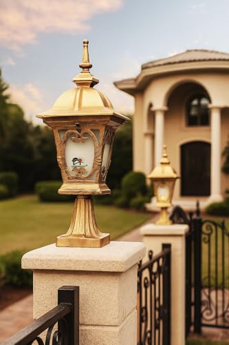 Image of Weldecor Outdoor Gate Light for Main Entrance Pillar - Antique Aluminium Waterproof Post Top Lamp for Boundary Wall, Main Gate & Home Exterior Set of 2