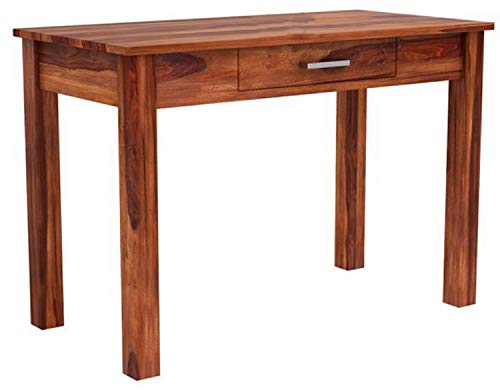Image of Solid Wood Folding Study Table Laptop Computer Pc Writing Foldable Desk for Home & Office Space Saving Sleek Design (Teak Finish, Standard)