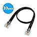RIIEYOCA 50cm Short RJ12 Straight Wired Cable 6P6C Male to Male Flat Telephone Cord,Compatible with Data and Voice(Black,10Pack)