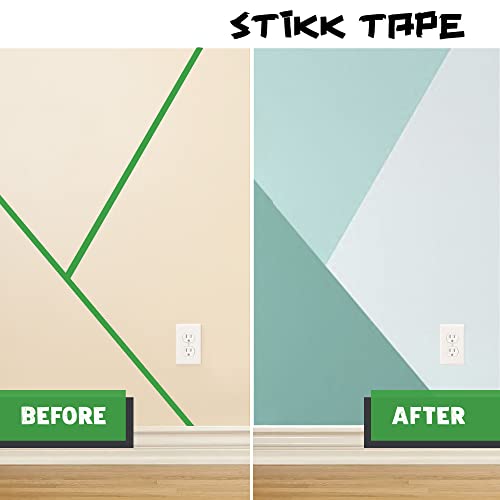3 Pack 1" X 60Yd Stikk Green Painters Tape 14 Day Easy Removal Trim Edge Finishing Masking Tape (.94 In 24Mm) #TOP5