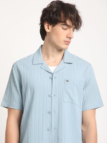Image of Men's Blue Stripe Regular Fit Casual Shirt