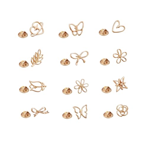 Image of Daisy Small Flower Brooches Pin12 PCS Flower lapel pin for women Gold Silver Bow /Heart /Leaf /Butterfly Brooches Pins Dress Skirt Scarf Hat Pins Clothing Decoration Accessories