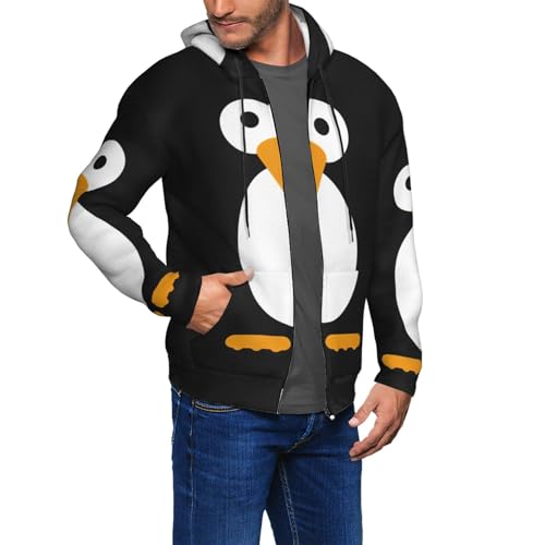 Sweat à capuche homme imprimé pingouin décontracté à manches longues