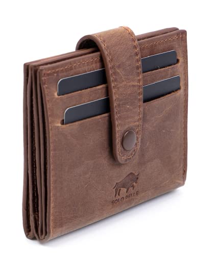 Solo Pelle Slim Wallet aus echtem Leder Platz für über 20 Karten Slimwallet Kartenetui Geldbörse für Männer und Damen (Braun)