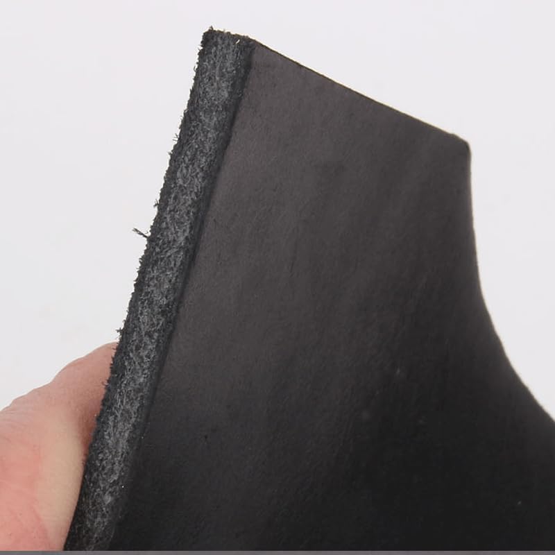 Genuine Leather Fabric Veg Tanned Cow Grain Leather 4mm Thickness Black Multiple Sizes(40x40cm)