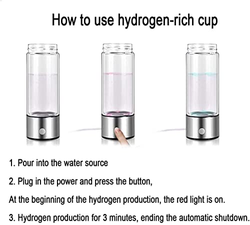 Portable Hydrogen Water Bottle, Hydrogen Water Bottle Generator with SPE Technology Water Ionizer, Hydrogen Water Machine, Hydrogen Bottle, Hydrogenated Water in 3 Min for Home, Office - Image 6