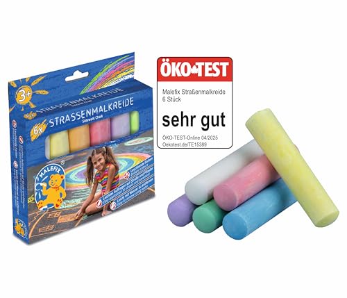 MALEFIX Straßenmalkreide 6er Packung I Malkreide für Kinder und...