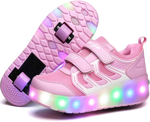 Ufatansy Roller Shoes Girls Sneakers with Wheels Boys Roller Skate Shoes USB Charging with LED Light Up Footwear Skates for Beginner Trainers Kids Lightweight Breatheable Shoe