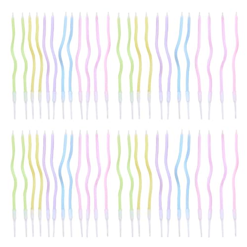 YSJCHEBS 48 Candele Curve Colorate per Decorazione Torta, Candeline Compleanno Creativa - Accessori Torta